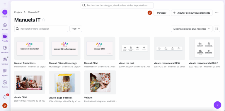 Creations de manuels avec tous mes travaux